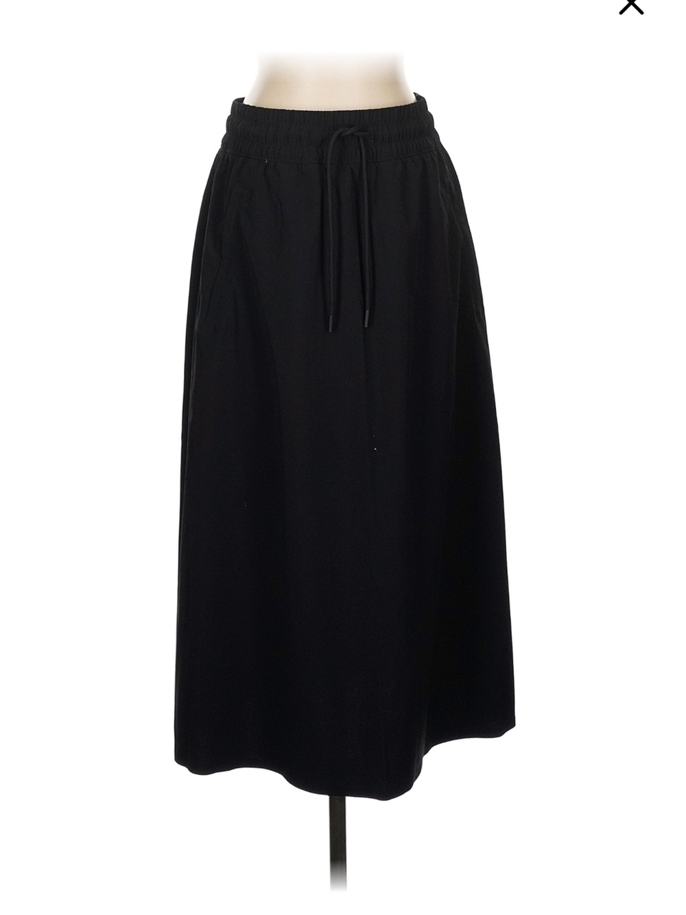 Athleta Black Drawcord Midi Skirt